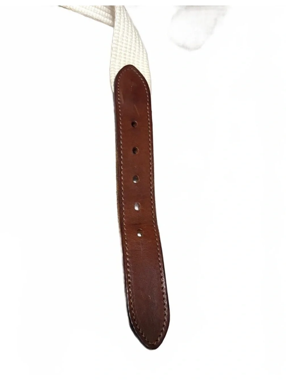 Vintage 90's Eddie Bauer Canvas Leather Belt XS Made in USA Cream Surcingle Boho